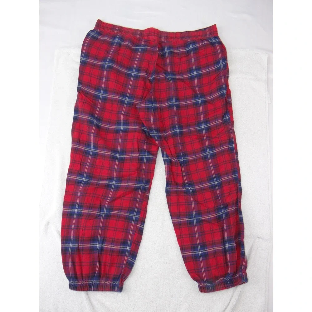 GapBody Mens Pajama Pants Large Red Blue Plaid Flannel Jogger Lounge Sleep